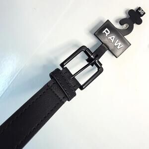 RAW Black Leather Belt Size 36 – 36.5mm Wide – NEW with Tags